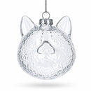 Mini Cat Head Clear Glass Christmas Ornament