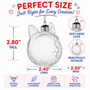 Mini Cat Head Clear Glass Christmas Ornament