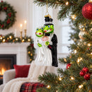 Frog Bride and Groom Glass Christmas Ornament