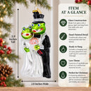 Frog Bride and Groom Glass Christmas Ornament