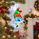 Fox Ice Skating Glass Christmas Ornament