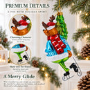 Fox Ice Skating Glass Christmas Ornament