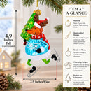 Fox Ice Skating Glass Christmas Ornament