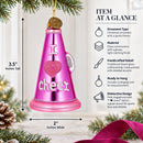 Pink Megaphone Glass Christmas Ornament