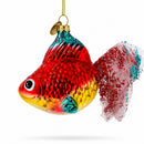Glittered Goldfish Glass Christmas Ornament