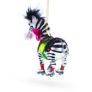 Zebra in Costume Blown Glass Christmas Ornament