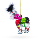 Zebra in Costume Blown Glass Christmas Ornament