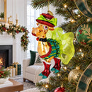 Giraffe in Costume Glass Christmas Ornament