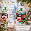 Glittered Robot Glass Christmas Ornament
