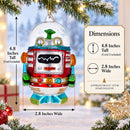 Glittered Robot Glass Christmas Ornament