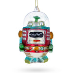 Glittered Robot Blown Glass Christmas Ornament