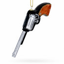 Revolver Handgun Glass Christmas Ornament
