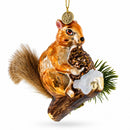 Squirrel on a Branch Glass Christmas Ornament