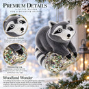 Racoon on a Log Glass Christmas Ornament