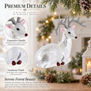 White Deer Glass Christmas Ornament