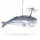 Whale Spouting Water Glass Christmas Ornament