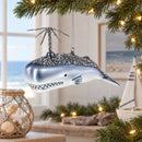 Whale Spouting Water Glass Christmas Ornament