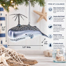 Whale Spouting Water Glass Christmas Ornament