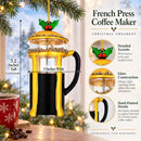 French Press Coffee Maker Glass Christmas Ornament