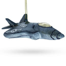 US Army Fighter Jet Blown Glass Christmas Ornament
