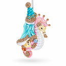 Santa Riding Seahorse Glass Christmas Ornament