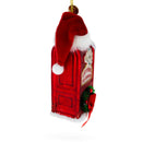 Red Santa Mailbox with Wreath Glass Christmas Ornament