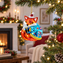 Fox with Gifts Glass Christmas Ornament