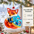 Fox with Gifts Glass Christmas Ornament