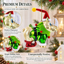 Rhino in Santa Hat Glass Christmas Ornament