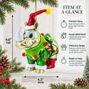 Rhino in Santa Hat Glass Christmas Ornament
