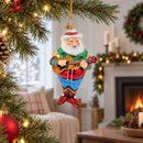Western Santa with Guitar Glass Christmas Ornament