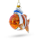 Captain Fish Blown Glass Christmas Ornament