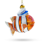 Captain Fish Blown Glass Christmas Ornament
