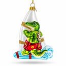 Alligator Windsurfer Glass Christmas Ornament