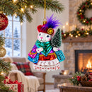 Mouse with Tree and Gifts Glass Christmas Ornament