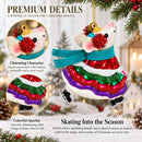 Mouse on Ice Skates Glass Christmas Ornament