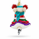 Mouse on Ice Skates Glass Christmas Ornament