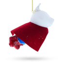 Soaring Super Dog Hero Blown Glass Christmas Ornament
