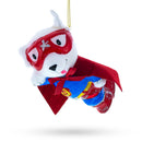 Soaring Super Dog Hero Blown Glass Christmas Ornament