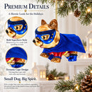 Super Pup in Blue Cape Glass Christmas Ornament