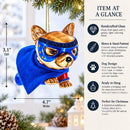 Super Pup in Blue Cape Glass Christmas Ornament