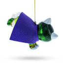 Super Dog in Green Mask Blown Glass Christmas Ornament