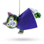 Super Dog in Green Mask Blown Glass Christmas Ornament