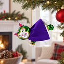 Super Dog in Green Mask Glass Christmas Ornament
