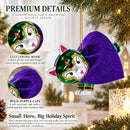 Super Dog in Green Mask Glass Christmas Ornament