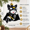 Superhero Kitty Glass Christmas Ornament