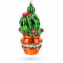 Decorated Cactus in a Pot Glass Christmas Ornament