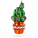 Decorated Cactus in a Pot Glass Christmas Ornament