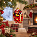 Heroic Fireman Uniform Glass Christmas Ornament