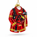 Heroic Fireman Uniform Glass Christmas Ornament